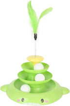 Cat Toy Roller, 3 Levels Turntable Cat Toys Tower Roller Toy with Feather Stick and 3 Balls