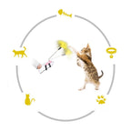Interactive Cat Feather Toys, Cat Toys for Indoor Cats, Cat Toys with Collar, Self Excited Neck Interactive Teaser