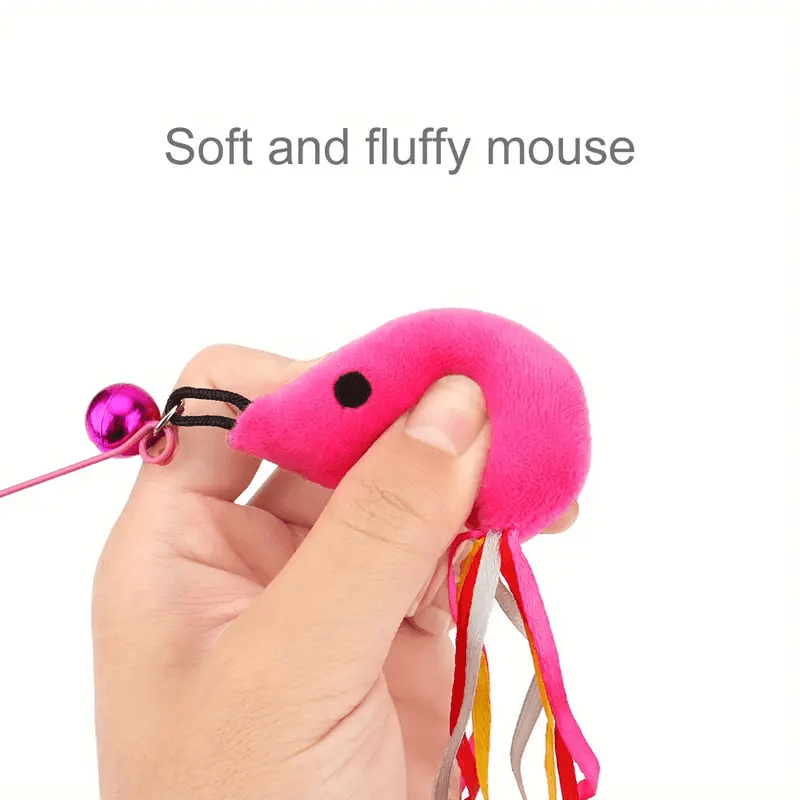 Interactive Cat Teaser Wand with Bell - Fun Fish Design, Colorful Tail, Durable Plastic & Steel Wire, 33.86inch Length for Playful Cats, Cat Toys